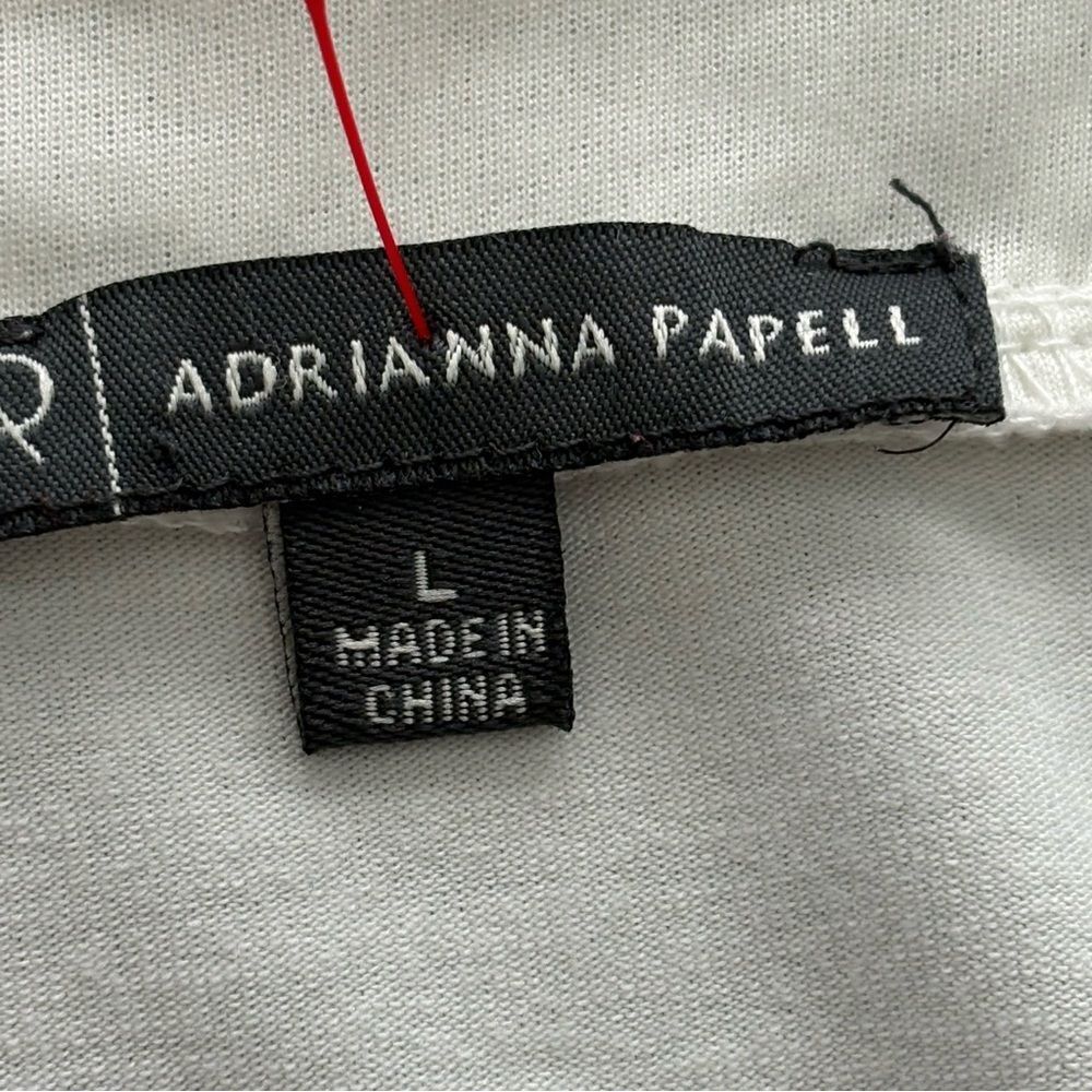 Adrianna Papell White Waterfall Front Tunic Embroidered Inlay Size Large EUC - Picture 9 of 10